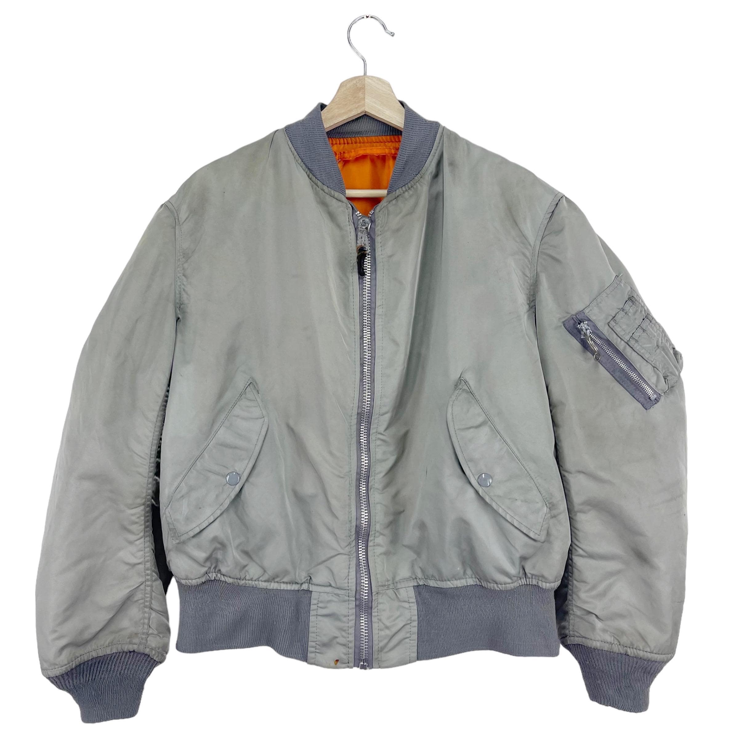 ジャケット・アウター 80'S ALPHA MA-1 flight jacket gray Vintage 80's Alpha Ma1 Fying Bomber Jacket Army/flying