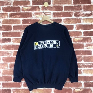 Vintage Cruising Resort Sweatshirt Crewneck Big Logo Shinnhonkai Ferry Pullover Sweatshirt Size Medium