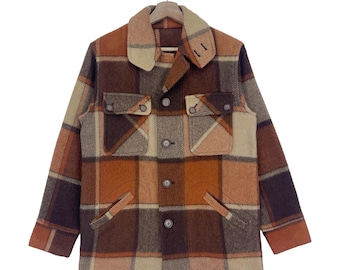 Medium 50s Hercules Plaid Wool Mackinaw Jacket / Double Shoulder