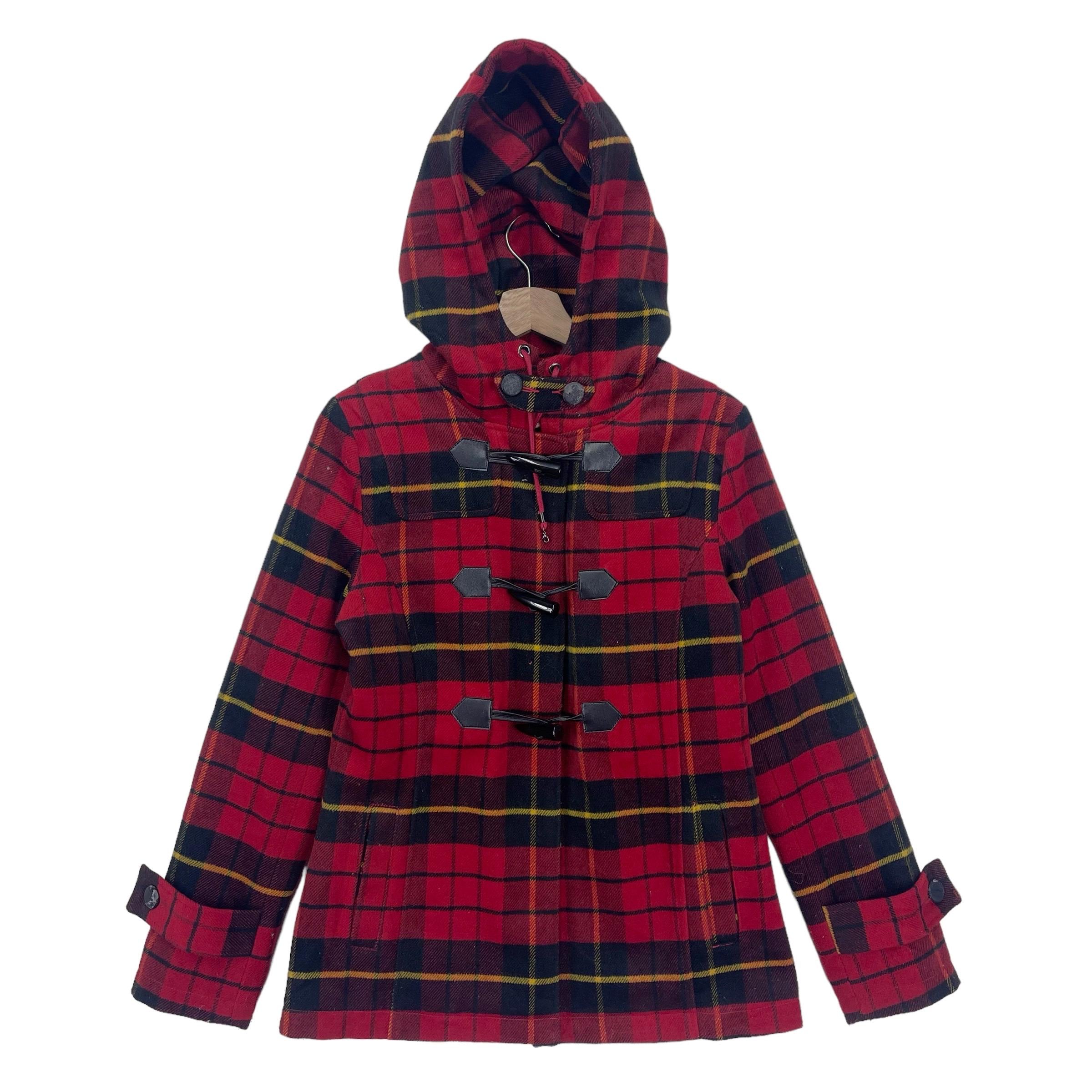 Vintage Pimpsons Duffle Coat Tartan Hoodie Toggle Button Duffle Wool ...