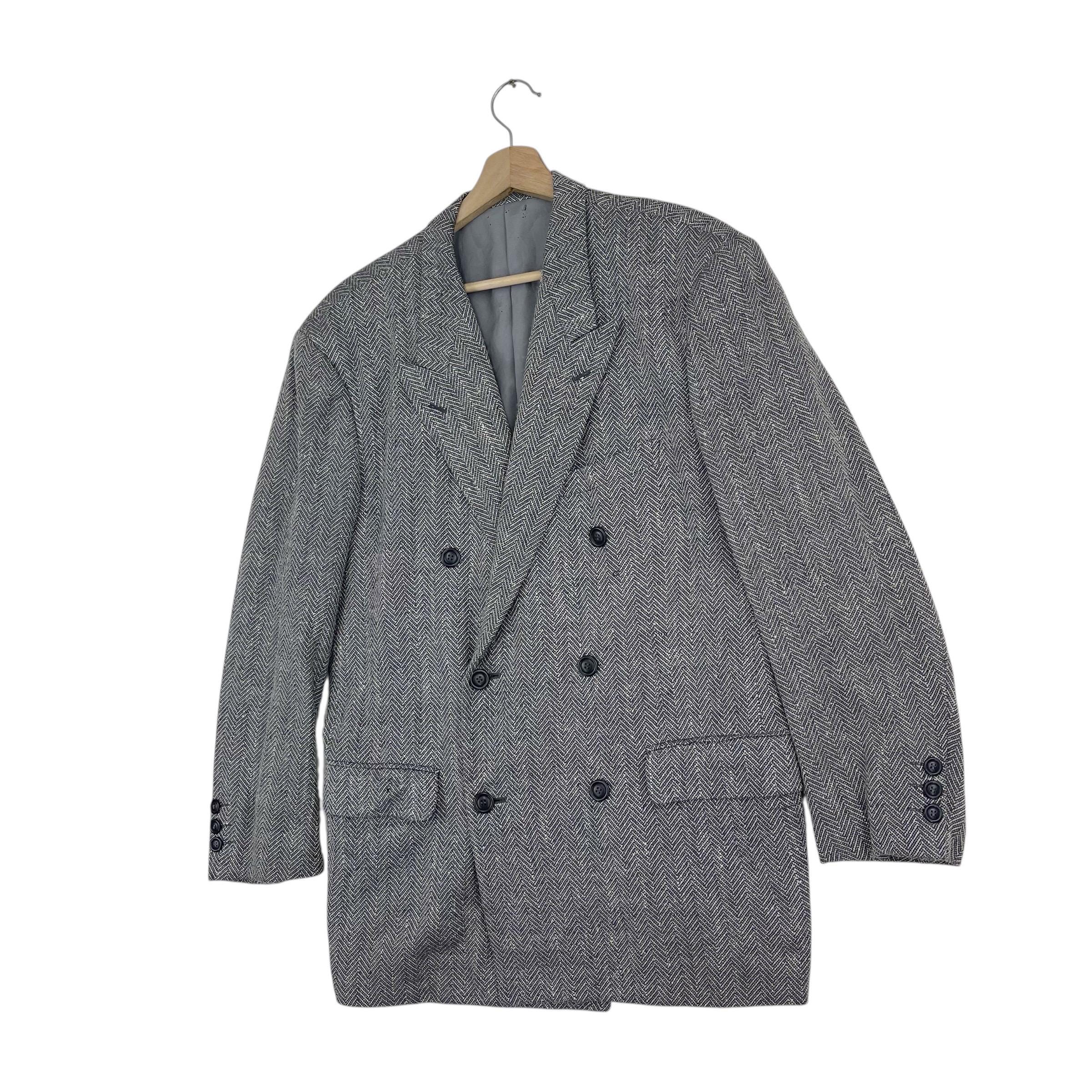 Vintage Issey Miyake Men Double Breasted Wool Coat Size Medium
