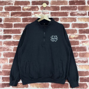 Vintage  University Of Notre Dame Sweatshirt Half Zip Embroidery Big Logo Jumper Pullover Sweatshirt Size Large