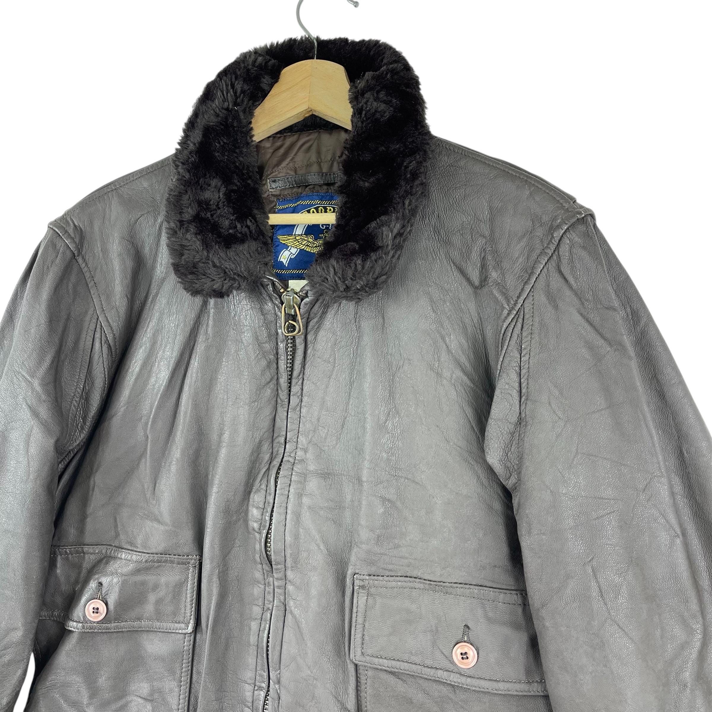 Vintage Cooper Type G1 Leather Jacket Zipper US Navy USN Fur