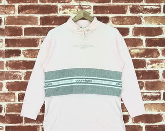 Vintage Courreges Paris Sweatshirt Big Logo Jumper Pullover Sweatshirt Size Medium