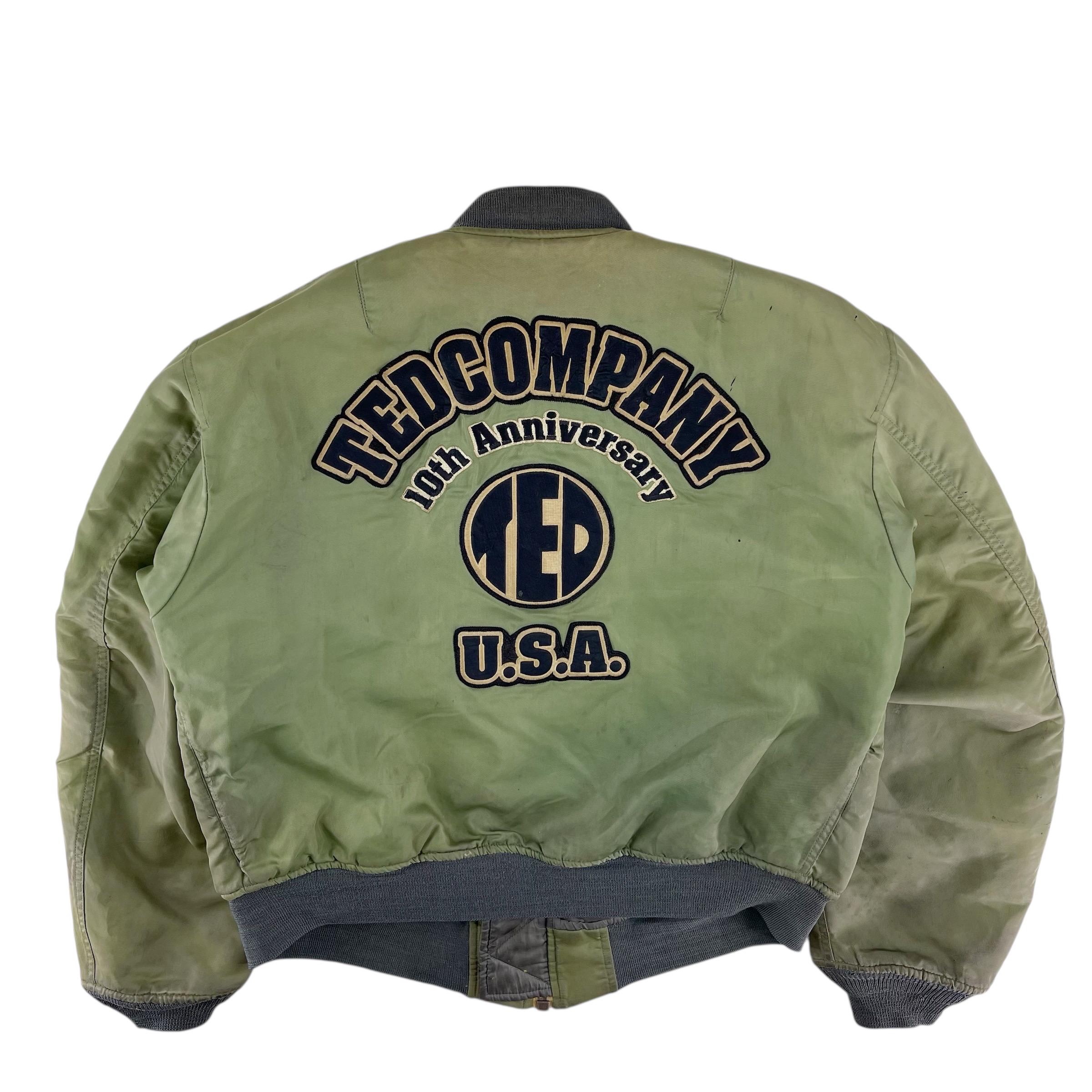 Vintage Tedman Flight Bomber Jacket Embroidered Logo Army/flying