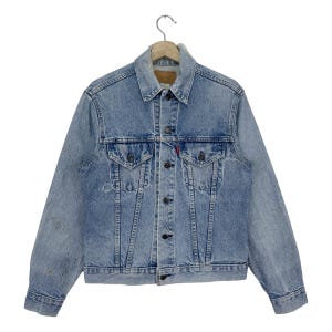 Vintage 80’s Levi’s Distressed Type 3 Denim Jacket Denim/Jean/Trucker Slim Fit Jacket Size 38