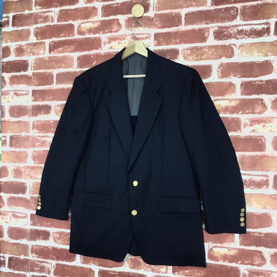 Vintage 90's Christian Dior Blazer Gold Button Navy Blue CD Blazer