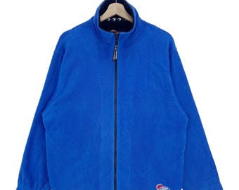 Vintage 90er Kiwi Extreme Fleece Jacke Zipper Patch Logo Winter Blau Fleece Jacke Größe Large