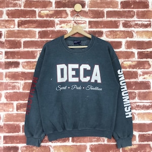 Vintage DECA Sweatshirt Crewneck Big Logo High School/College Club Fades Pullover Jumper Sweatshirt Size Medium