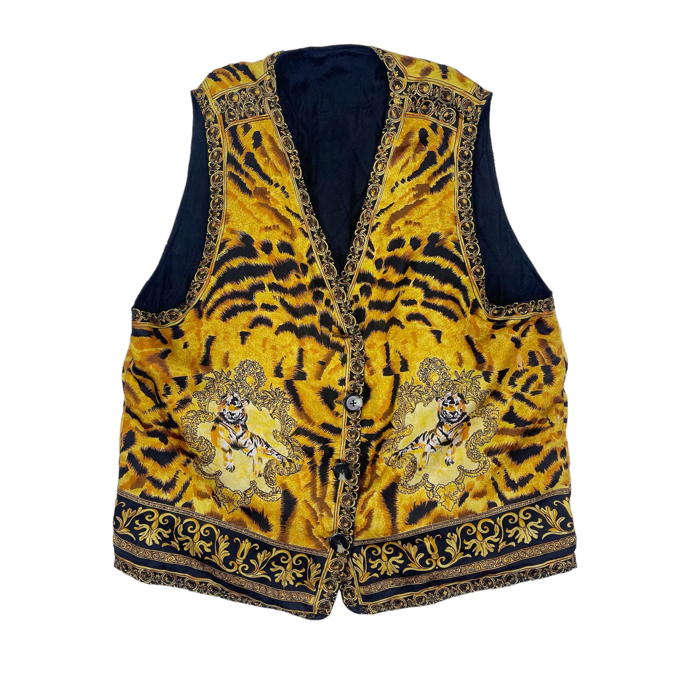 ヴィンテージ 80年代 Cowood Paris Tigers シルクベスト ボタン付き