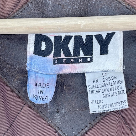 Vintage 90's DKNY Leather Jacket Zipper Patches Logo American