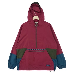 Vintage 90’s LL Bean Anorak Jacket Hoodie Patches Logo Half Zip Pullover Colour Block Windbreaker Jacket Size Medium