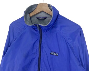 Vintage 80's Patagonia Bomber Jacket Small Logo Zipper Lined Blue
