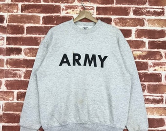 Vintage 90er Jahre Armee Sweatshirt Rundhalsausschnitt Big Logo Militär/Luftwaffe Pullover Pullover Sweatshirt Größe Medium Made In USA