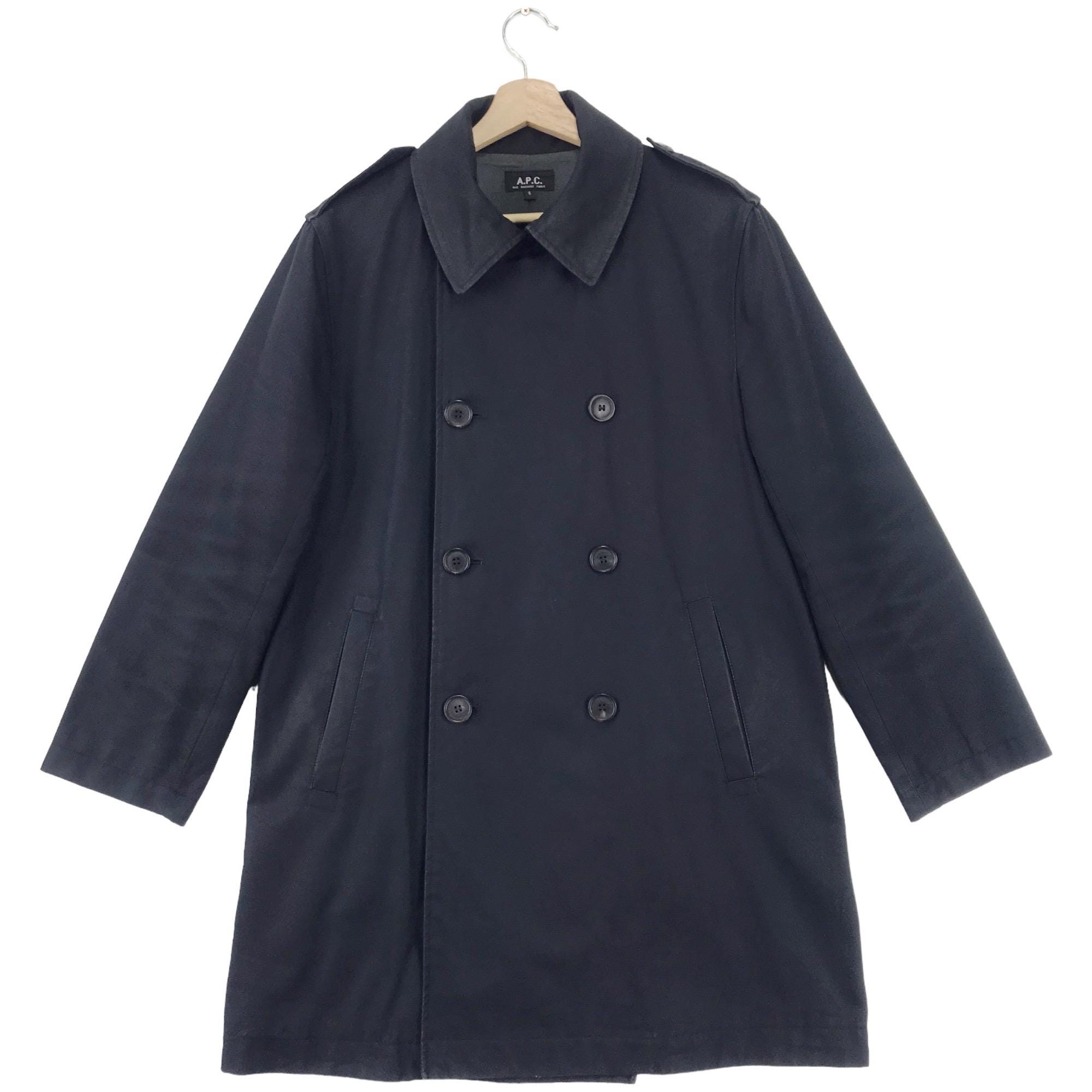 Vintage APC Double Breasted Coat Black Heavy Coat Size Medium Made 