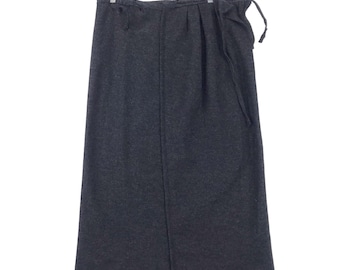 Vintage Yohji Yamamoto Wool Wrap Maxi Skirt Tie Snap Button Adjust Fit Y’s Skirt Size 3 Made In Japan