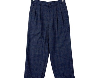Vintage 1990 Comme Des Garçons Homme Deux Checked Wool Pants Zipper Double Pocket Trousers Wool Pants Size 32 Made In Japan