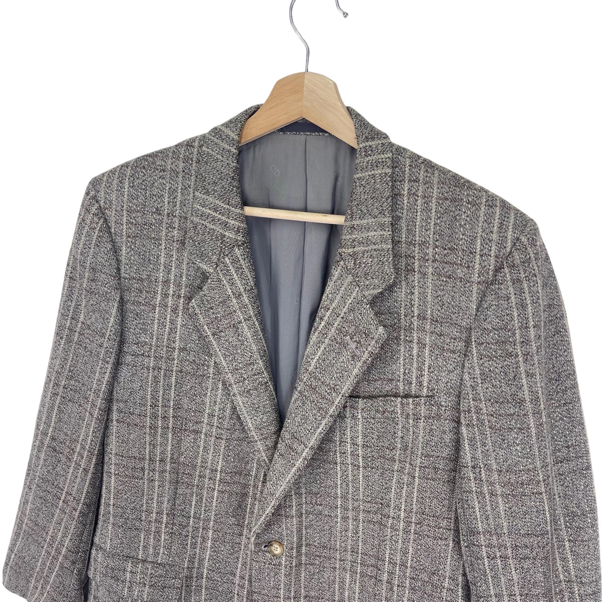 Vintage 90's Christian Dior Wool Blazer Button Checked CD Jacket