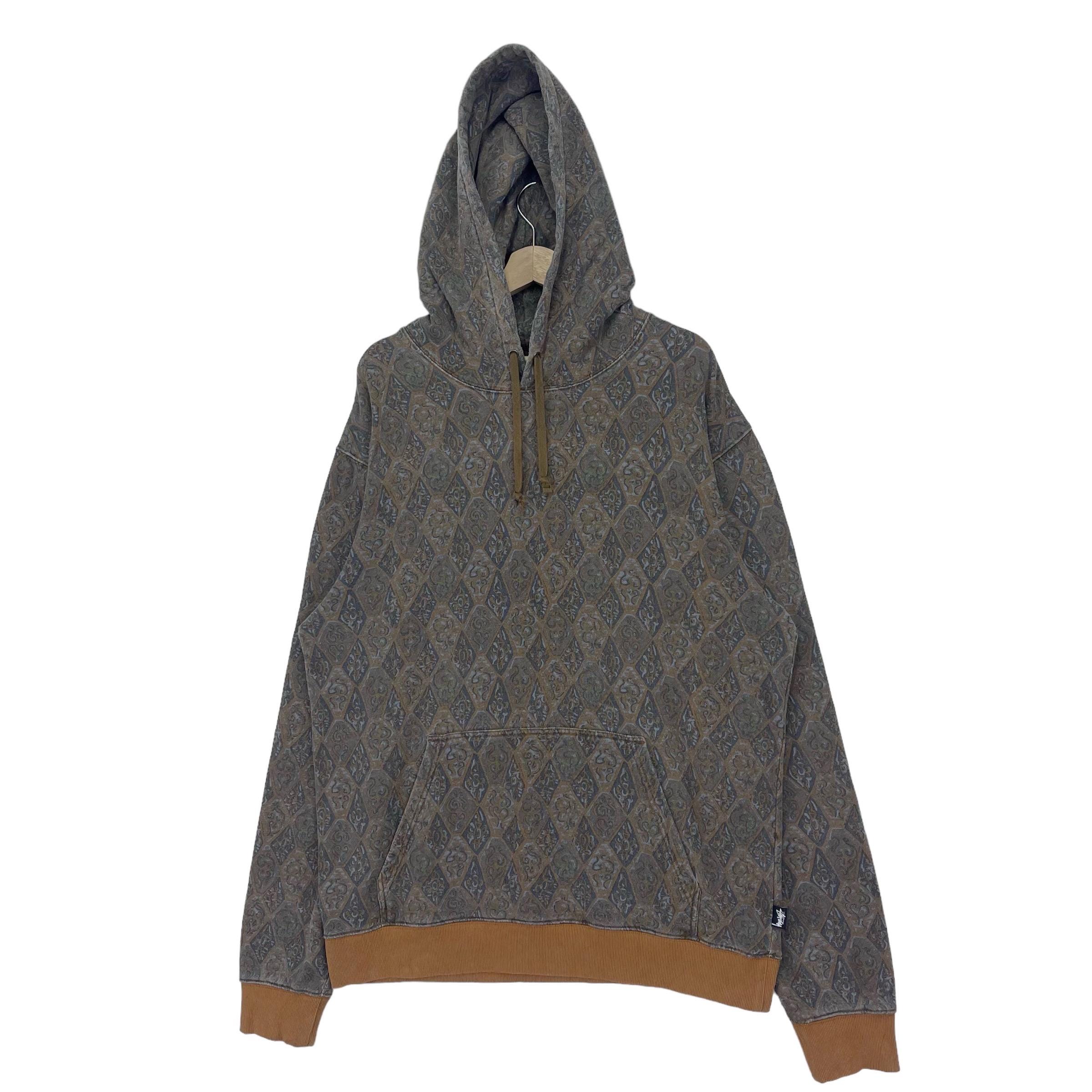 Vintage Stussy Marquis Sweatshirt Hoodie Full Print Logo Pullover 