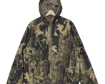 Vintage Columbia Hunting Jacket Hoodie Fleece Lined/Real Tree/Outdoorman/Hunting canvas Camouflage Jacket Size Medium