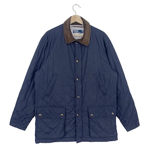 Vintage 90’s Polo Ralph Lauren Quilted Checked Jacket Button Corduroy Collar Double Patch Pocket RL Jacket Size Large