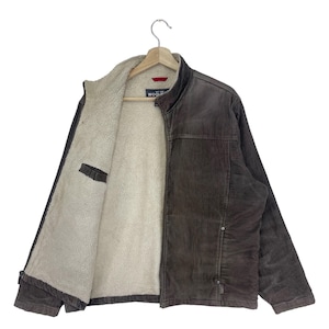 Vintage Woolrich Sherpa Corduroy Jacket Zipper Sherpa Dark Brown Bomber Jacket Size Medium