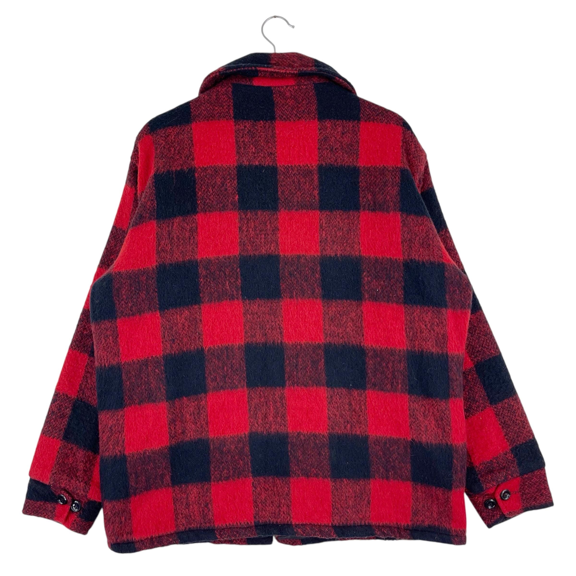 Vintage 80's Melton Outer Wear Buffalo Wool Jacket Zipper Tartan