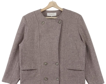 Vintage Christian Dior Cropped Jacket Double Breasted High Fashion Wool Women Jacket Size Medium