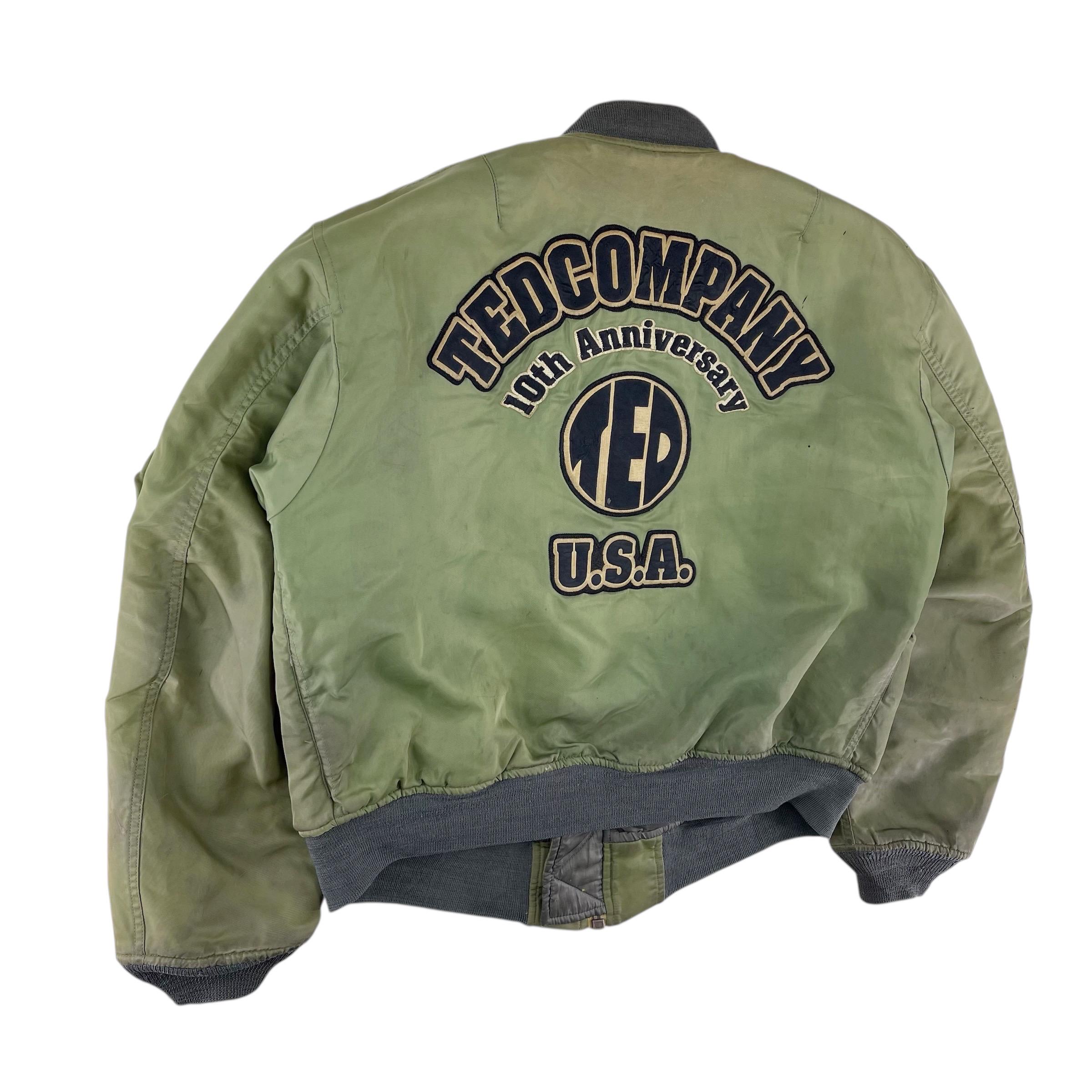 Vintage Tedman Flight Bomber Jacket Embroidered Logo Army/flying