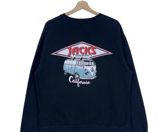 Vintage Jack Surfboards Sweatshirt Big Logo Jack Surf California Pullover Sweatshirt Size Medium