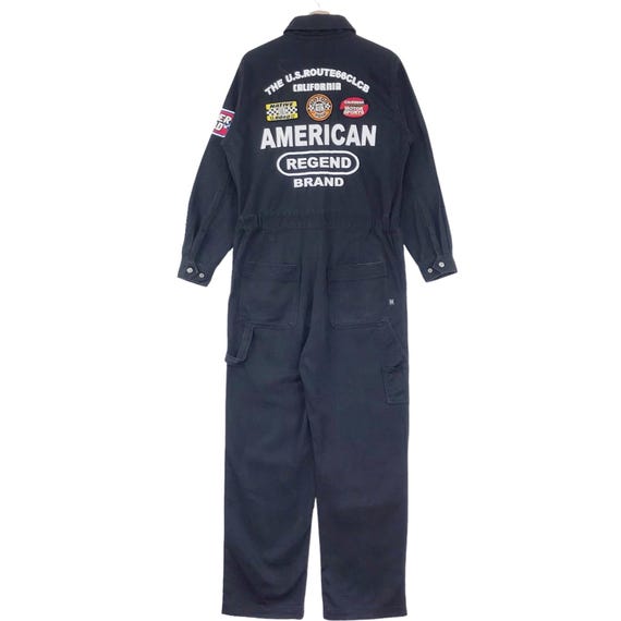 Vintage Route 66 Club Jumpsuit Overall Embroidered Patches Logo