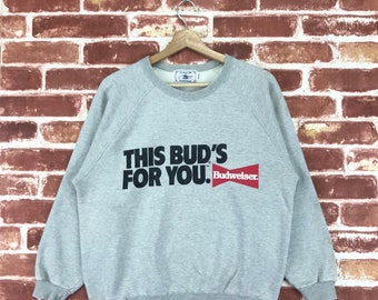 Vintage 90’s Budweiser Sweatshirt Crewneck Big Logo Best Beer In World Jumper Pullover Sweatshirt Size Medium