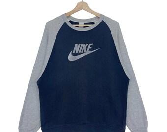 Vintage Y2K Nike Sweatshirt Spell Out Big Swoosh Logo Pullover Sweatshirt Size Medium