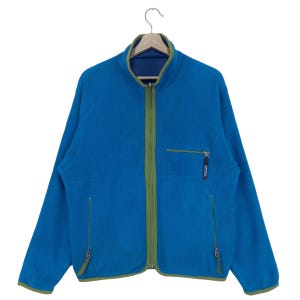 Vintage 1995 Patagonia Reversible Glissade Fleece Jacket Zipper Patch Logo Jacket Size Medium Made In USA