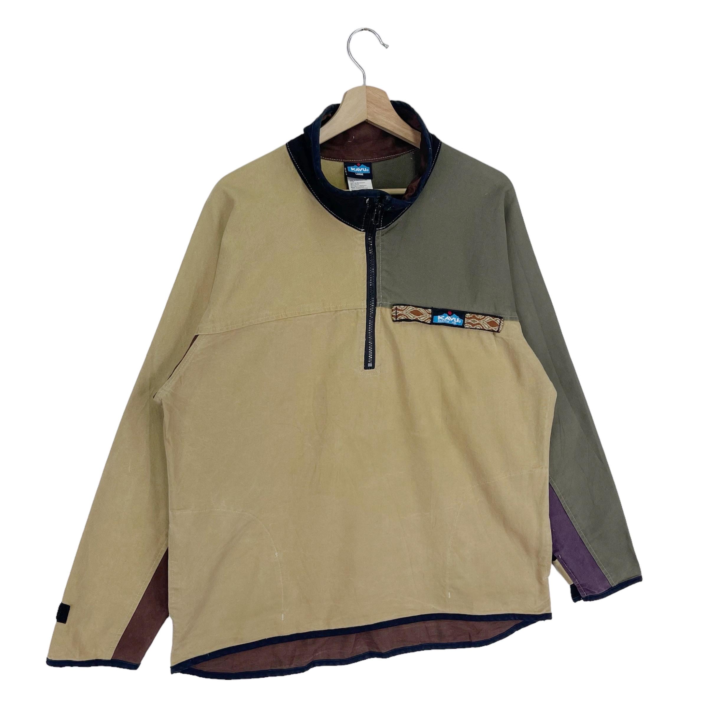 ジャケット・アウター 90s-00s KAVU short length zipup duck JKT Vintage 90's Kavu Canvas Throwshirt Colour Block Half Zip Pullover