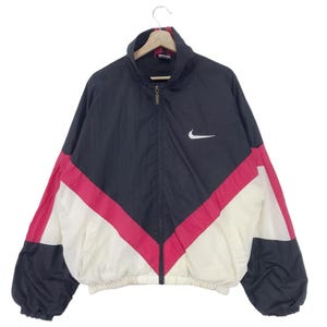 Vintage 90’s Nike Jacket Embroidered Swoosh Logo Colour Block Windbreaker Jacket Size Medium