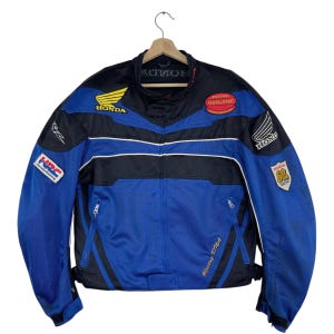 Vintage Honda Racing Jacket Zipper 60Th Anniversary Patches Logo Racing Jacket Size Medium