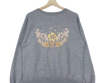 Vintage 90’s Roxy Sweatshirt Embroidered Big Logo Roxy Surfboard Pullover Sweatshirt Size Medium Made In USA