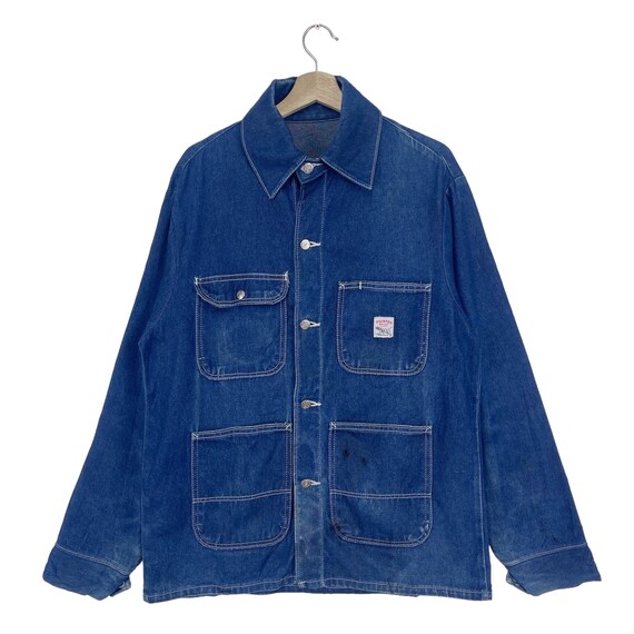 Vintage 80's Pointer Indigo Chore Jacket Button Blue Denim Vintage 80's Pointer Indigo Chore Jacket Button Blue Denim