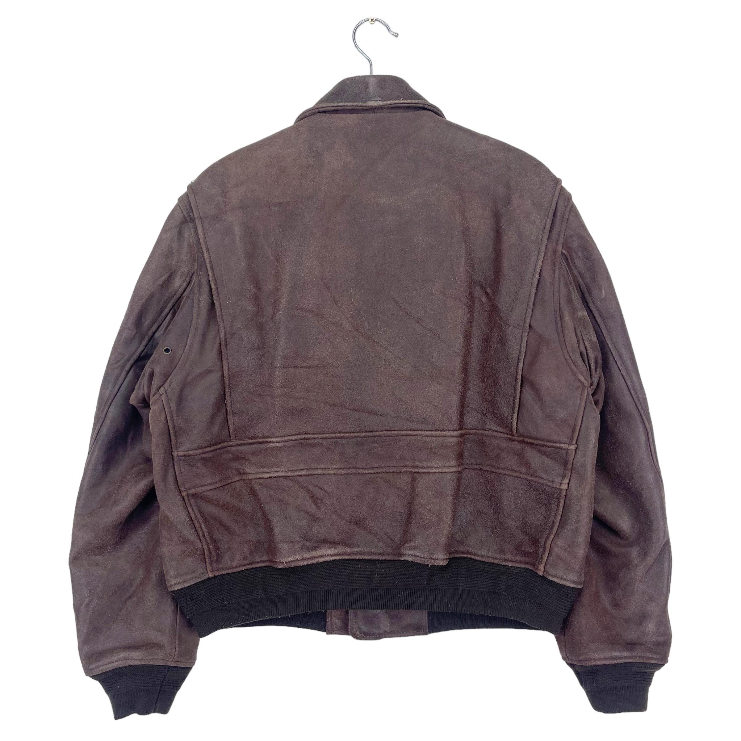 Vintage 90's DKNY Leather Jacket Zipper Patches Logo American