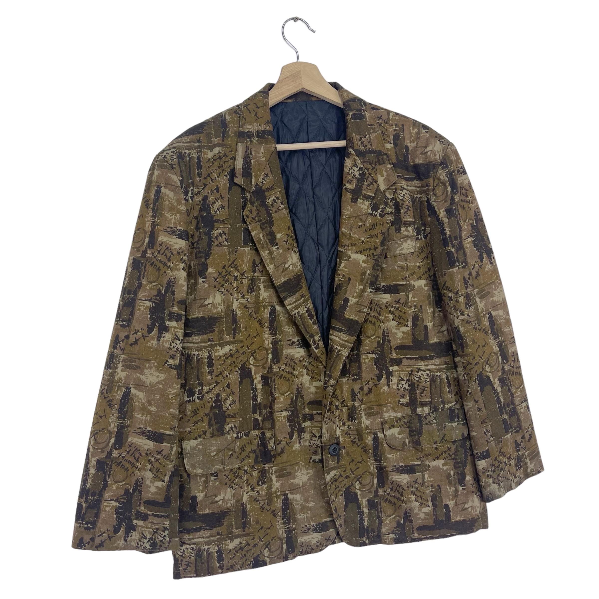 Vintage Fashion All Over Print Tailored Blazer Jacket Button