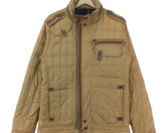 Vintage Avirex Puffer Jacket Hoodie Zipper Multi Pocket Military Jacket Size Medium