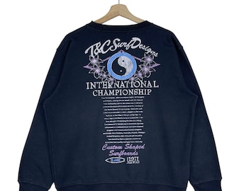 Vintage 90’s T&C Sweatshirt Big Logo Surfboard Surfwear Pullover Jumper Sweatshirt Size Medium