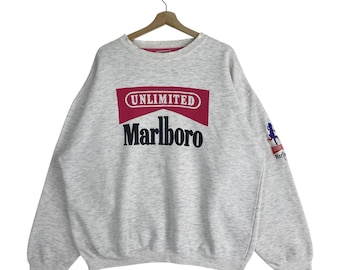 Vintage 90’s Marlboro Unlimited Sweatshirt Big Logo Embroidered Gecko Team Marlboro Sweatshirt Size X-Large