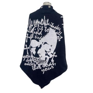 Rare Oggetto Cardigan Black Gothic/Punk/Streetwear Skeletons Logo Black Cardigan Free Size