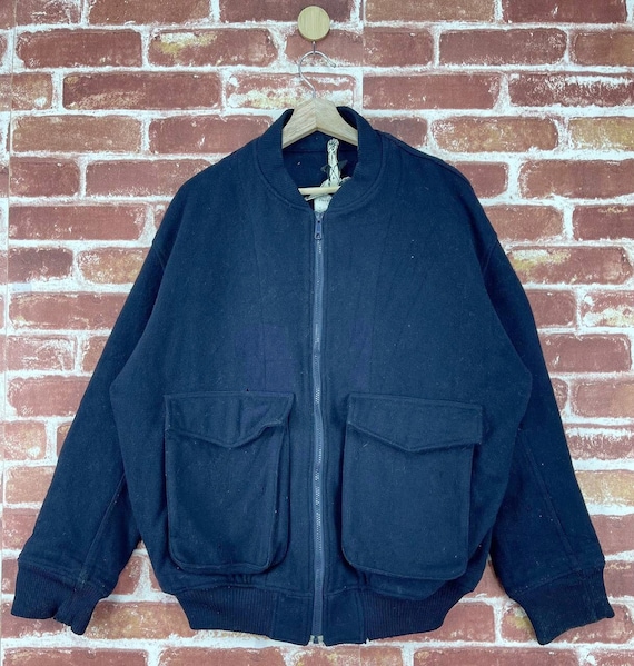 Vintage Private Brand AG Wool Bomber Jacket Zipper Patch Pocket 