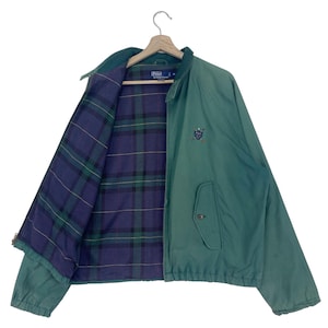 Vintage 90’s Polo Ralph Lauren Harrington Jacket Zipper Embroidery Logo Check Jacket Size X-Large