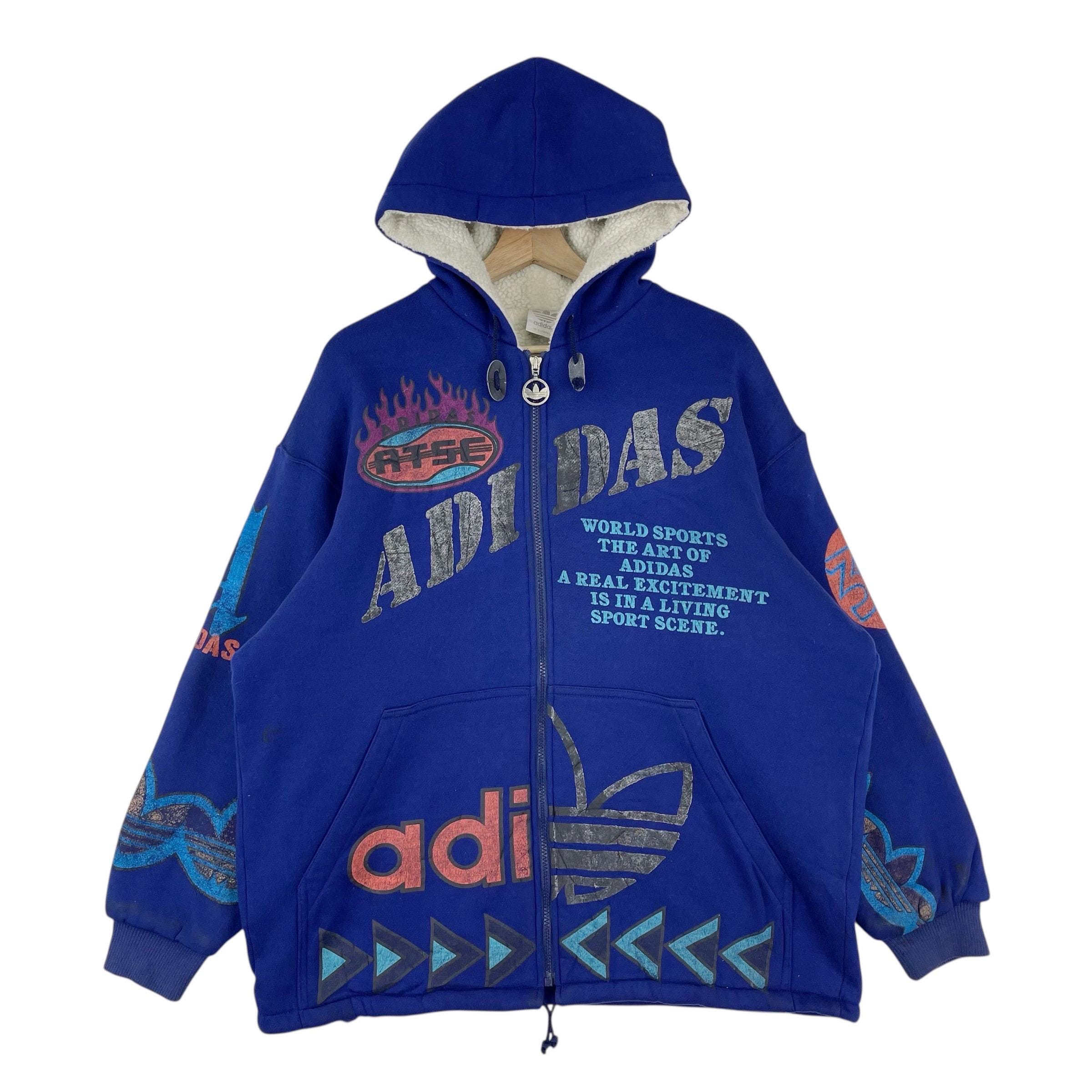 Vintage 90's Adidas Trefoil Hoodie Jacket Zipper Big Logo Atsc