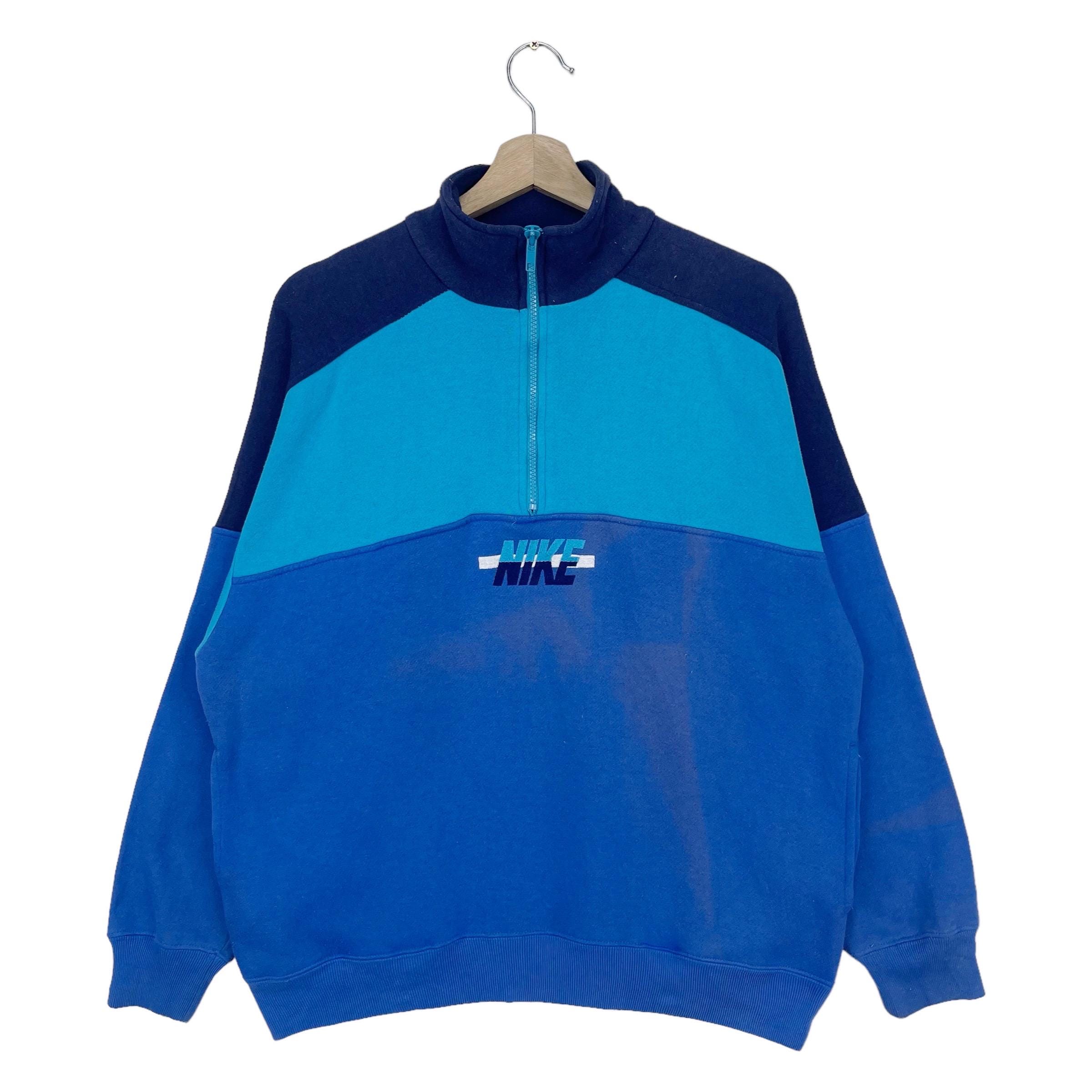 トップス 90s NIKE Half Zip Sweat Shirt M Vintage 90's Nike Sweatshirt Half Zip Embroidered Big Logo