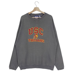 Vintage University Of Southern California Sweatshirt Embroidered Big Logo USC Trojans Athletic Team Sweatshirt Size Medium
